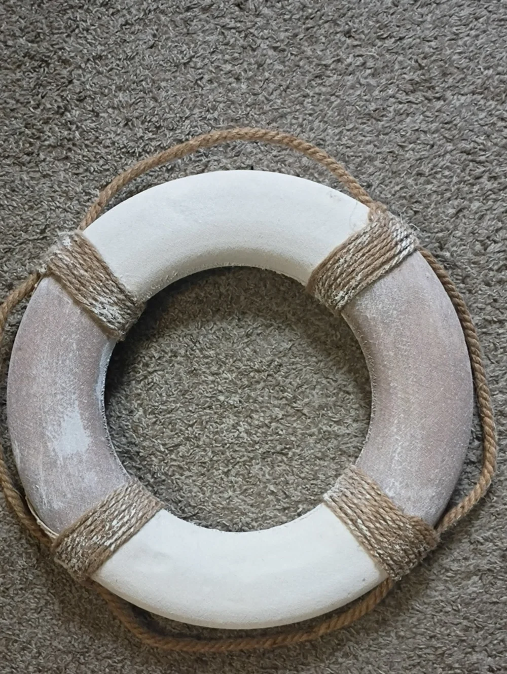 Welcome On Board Nautical Wall Ring - White & Tan Coastal Accent